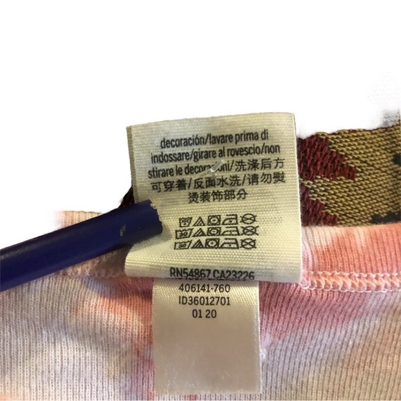 Victoria's Secret Pink Cropped Short Sleeve Shades of Pink Tye-Dyed Splatter M - Picture 6 of 8